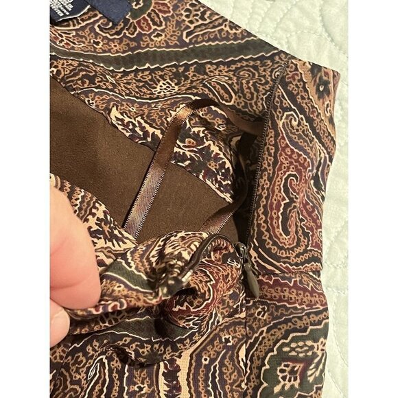 Chaps Skirt Womens Size 10 Brown Paisley Pull On Zip Side A Line Midi Boho - Picture 5 of 7